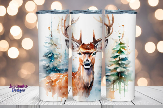 Christmas Deer Wrap for 20 oz Tumbler | 20 oz Skinny Tumbler Wrap Sublimation Christmas Design Sublimation Sublimatiz Designs 