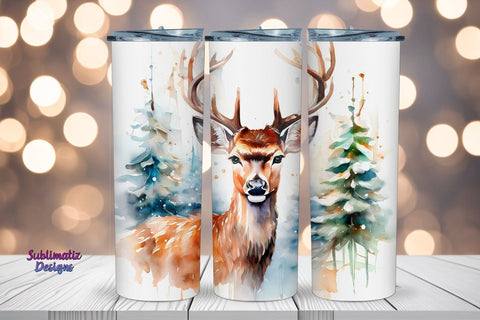 Christmas Deer Wrap for 20 oz Tumbler | 20 oz Skinny Tumbler Wrap Sublimation Christmas Design Sublimation Sublimatiz Designs 