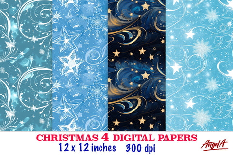 Christmas digital paper / blue digital paper, snowflake Digital Pattern Angelina Semenova 