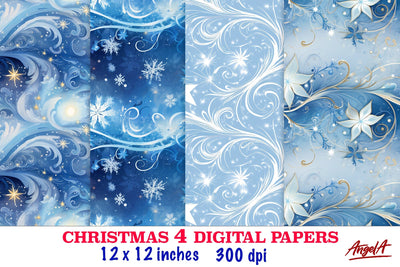 Christmas digital paper / blue digital paper, snowflake Sublimation Angelina Semenova 