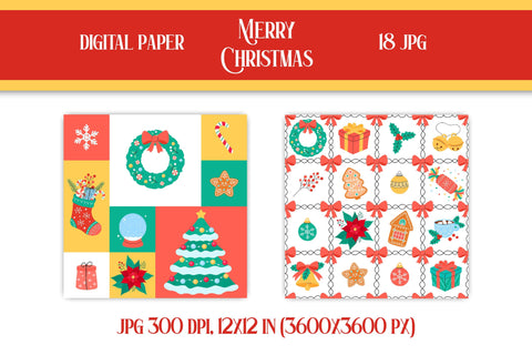 Christmas Digital Paper Patterns Prints | Cute Xmas Collection for Scrapbooking & Designs | Christmas Seamless Patterns Bundle JPG Download Digital Pattern AnnaViolet_store 
