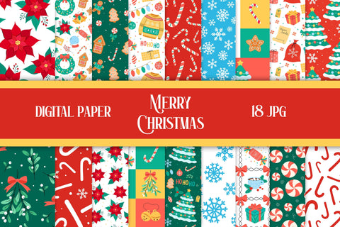 Christmas Digital Paper Patterns Prints | Cute Xmas Collection for Scrapbooking & Designs | Christmas Seamless Patterns Bundle JPG Download Digital Pattern AnnaViolet_store 