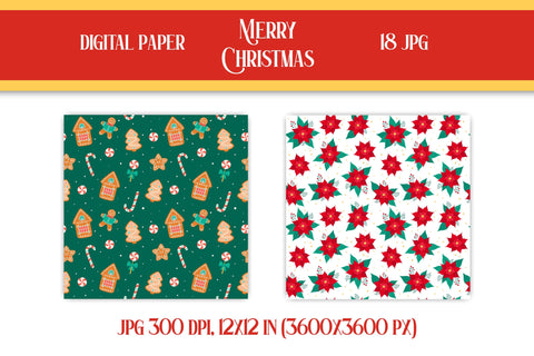 Christmas Digital Paper Patterns Prints | Cute Xmas Collection for Scrapbooking & Designs | Christmas Seamless Patterns Bundle JPG Download Digital Pattern AnnaViolet_store 