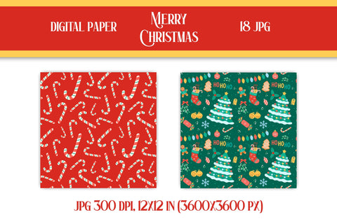 Christmas Digital Paper Patterns Prints | Cute Xmas Collection for Scrapbooking & Designs | Christmas Seamless Patterns Bundle JPG Download Digital Pattern AnnaViolet_store 