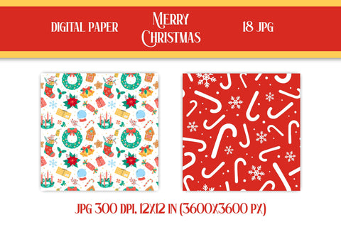 Christmas Digital Paper Patterns Prints | Cute Xmas Collection for Scrapbooking & Designs | Christmas Seamless Patterns Bundle JPG Download Digital Pattern AnnaViolet_store 