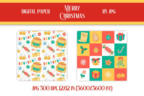 Christmas Digital Paper Patterns Prints | Cute Xmas Collection for Scrapbooking & Designs | Christmas Seamless Patterns Bundle JPG Download Digital Pattern AnnaViolet_store 