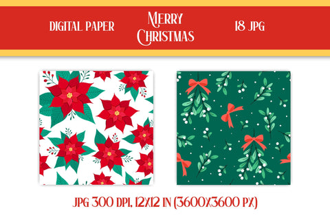 Christmas Digital Paper Patterns Prints | Cute Xmas Collection for Scrapbooking & Designs | Christmas Seamless Patterns Bundle JPG Download Digital Pattern AnnaViolet_store 