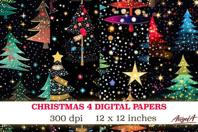 Christmas digital papers / sparkle christmas tree Digital Pattern Angelina Semenova 