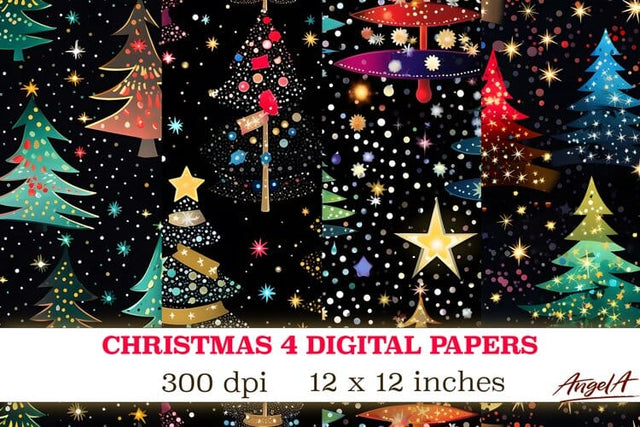Christmas digital papers / sparkle christmas tree Digital Pattern Angelina Semenova 