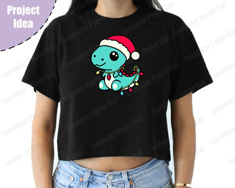 Christmas Dinosaur, Santa Dino, Holiday T Rex SVG, PNG, Sublimation, Clipart, Dinosaur Christmas Lights SVG Lavender Paper Cut 