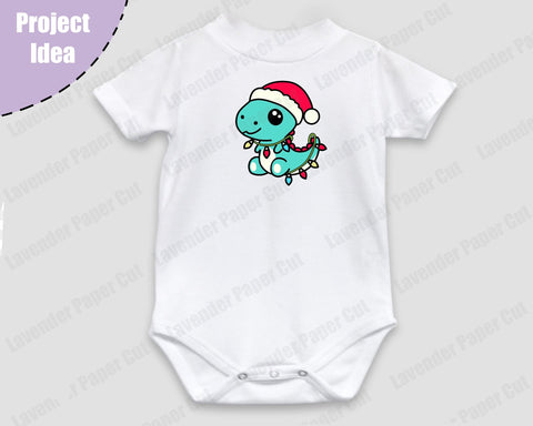 Christmas Dinosaur, Santa Dino, Holiday T Rex SVG, PNG, Sublimation, Clipart, Dinosaur Christmas Lights SVG Lavender Paper Cut 