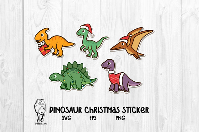 Christmas Dinosaur sticker SVG dadan_pm 