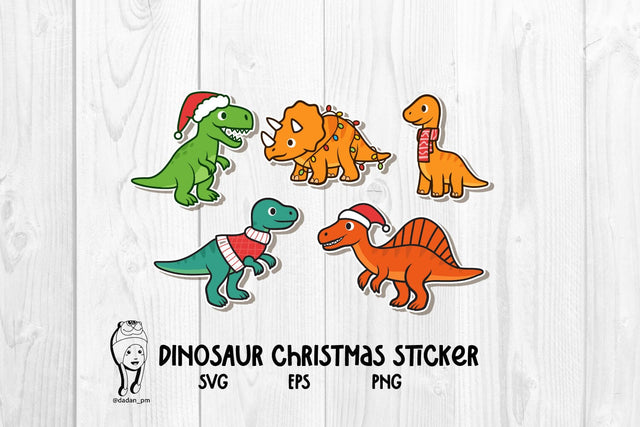 Christmas Dinosaur sticker SVG dadan_pm 