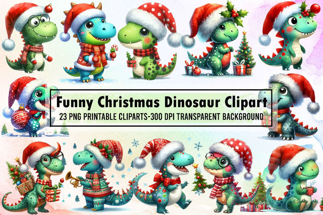 Christmas Dinosaur Sublimation Clipart Sublimation designartist 