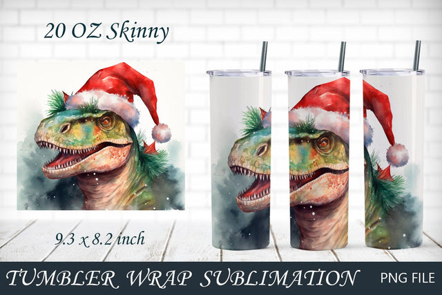 Christmas dinosaur tumbler, Funny christmas 20oz sublimation wrap Sublimation AnastasiyaArtDesign 