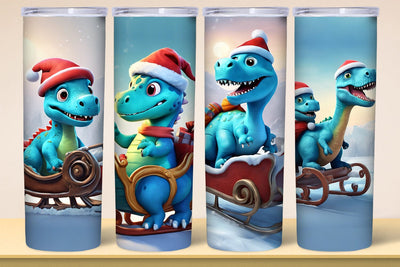 Christmas Dinosaur Tumbler Wrap PNG Files Sublimation zafrans studio 