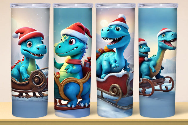 Christmas Dinosaur Tumbler Wrap PNG Files Sublimation zafrans studio 