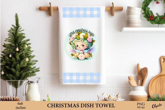 Christmas Dish Towel Sublimation PNG. Cute Little Angel PNG Sublimation Olga Terlyanskaya 
