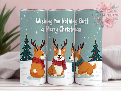 Christmas Dog 20 oz Skinny Tumbler Sublimation Design, Straight & Tapered Tumbler Png, Funny Holiday Dog Butt Tumbler Png, Digital Download PNG Sublimation Li Zamperini 