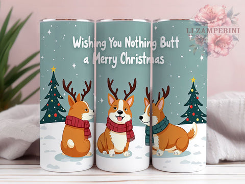 Christmas Dog 20 oz Skinny Tumbler Sublimation Design, Straight & Tapered Tumbler Png, Funny Holiday Dog Butt Tumbler Png, Digital Download PNG Sublimation Li Zamperini 