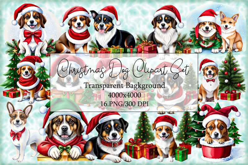 Christmas Dog Clipart Set,Clipart Vector,art,instant download Sublimation Creativeart88 