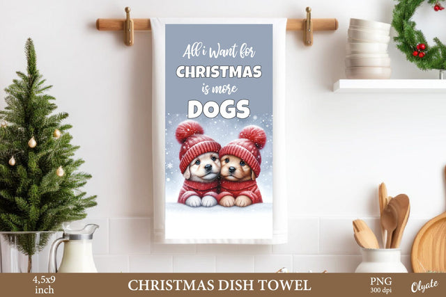 Christmas Dog Dish Towel PNG. Christmas Dish Towel PNG Sublimation Olga Terlyanskaya 