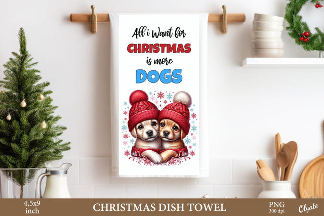 Christmas Dog Dish Towel PNG. Christmas Dish Towel PNG Sublimation Olga Terlyanskaya 