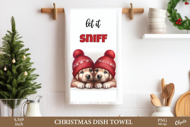 Christmas Dog Dish Towel PNG. Christmas Kitchen Towel PNG Sublimation Olga Terlyanskaya 