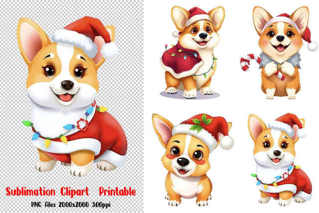 Christmas Dog, Dogs in Christmas Sublimation Clipart PNG SVG zafrans studio 