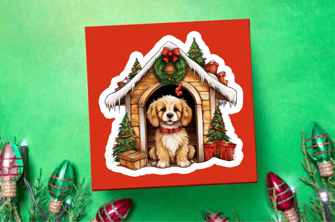 Christmas dog House Stickers Design Sublimation Regulrcrative 