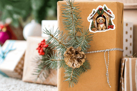 Christmas dog House Stickers Design Sublimation Regulrcrative 