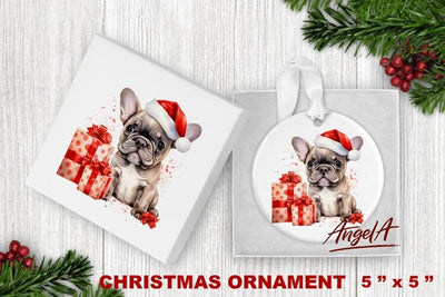 Christmas dog ornament sublimation / cute French bulldog Sublimation Angelina Semenova 