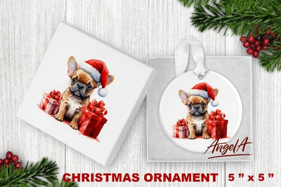 Christmas dog ornament sublimation / puppy French bulldog Sublimation Angelina Semenova 