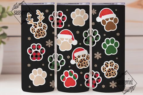 Christmas Dog Paw Tumbler Wrap Sublimation sassyprint 