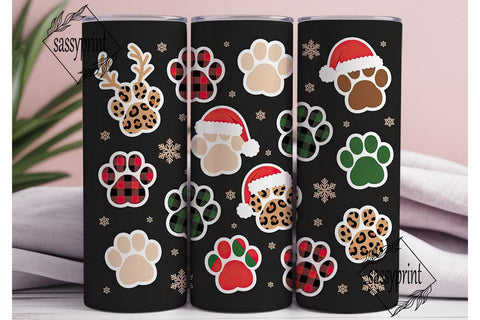 Christmas Dog Paw Tumbler Wrap Sublimation sassyprint 