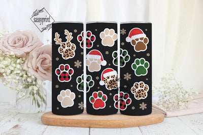Christmas Dog Paw Tumbler Wrap Sublimation sassyprint 