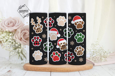 Christmas Dog Paw Tumbler Wrap Sublimation sassyprint 