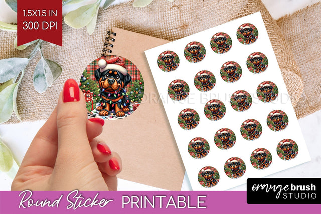 Christmas Dog Printable Stickers Sublimation OrangeBrushStudio 