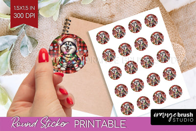 Christmas Dog Printable Stickers Sublimation OrangeBrushStudio 