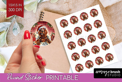 Christmas Dog Printable Stickers Sublimation OrangeBrushStudio 