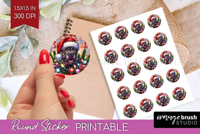 Christmas Dog Printable Stickers Sublimation OrangeBrushStudio 