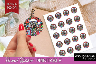 Christmas Dog Printable Stickers Sublimation OrangeBrushStudio 