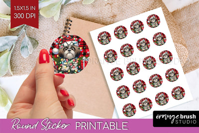 Christmas Dog Printable Stickers Sublimation OrangeBrushStudio 