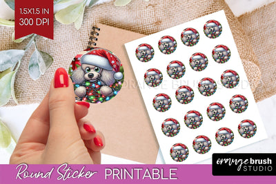 Christmas Dog Printable Stickers Sublimation OrangeBrushStudio 