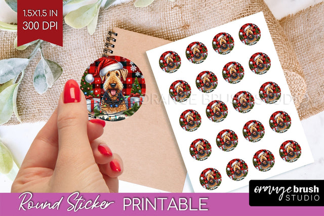 Christmas Dog Printable Stickers Sublimation OrangeBrushStudio 
