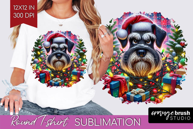 Christmas Dog Round Tshirt PNG Sublimation OrangeBrushStudio 