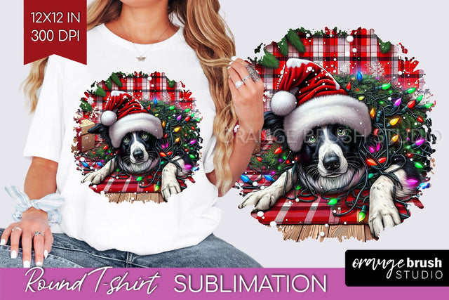Christmas Dog Round Tshirt PNG Sublimation OrangeBrushStudio 