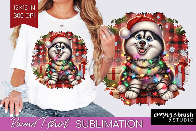 Christmas Dog Round Tshirt PNG Sublimation OrangeBrushStudio 