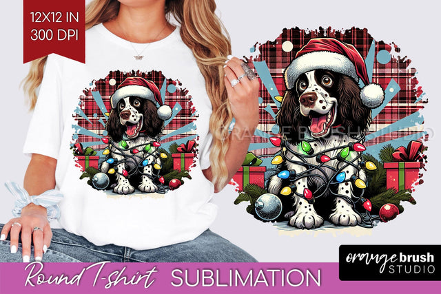 Christmas Dog Round Tshirt PNG Sublimation OrangeBrushStudio 