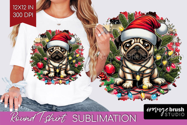 Christmas Dog Round Tshirt PNG Sublimation OrangeBrushStudio 